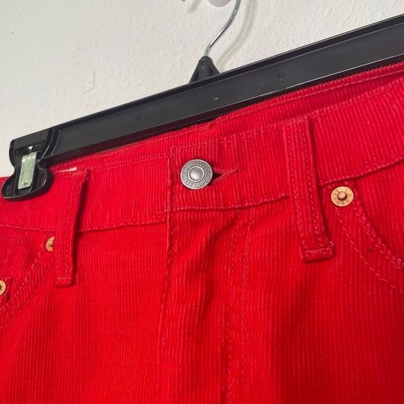 Levi’s Premium Women’s Red Corduroy White Tab Straight Mini Skirt Size 29 - Picture 5 of 13